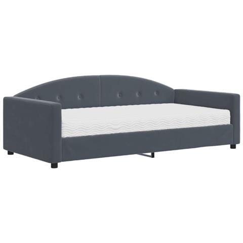 Divano Letto Con Materasso Grigio Scuro 100x200 Cm In Velluto - Foto 2