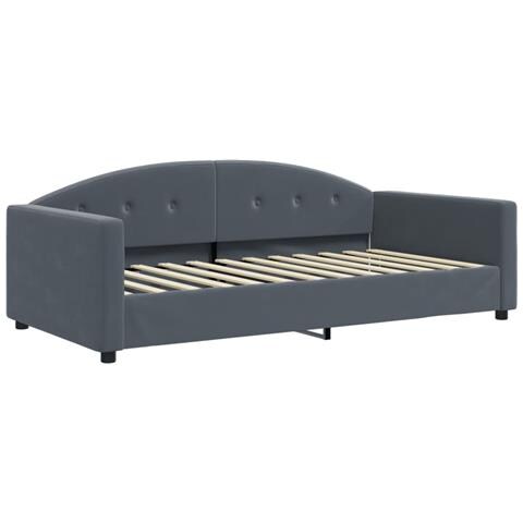 Divano Letto Con Materasso Grigio Scuro 100x200 Cm In Velluto - Foto 3