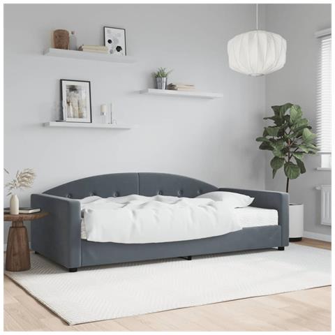Divano Letto Con Materasso Grigio Scuro 100x200 Cm In Velluto - Foto 1