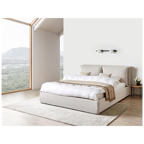 Letto Contenitore Tessuto Bajonna 180 X 200 Cm Beige - Foto 1