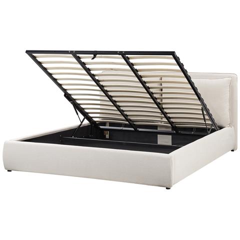 Letto Contenitore Tessuto Bajonna 180 X 200 Cm Beige - Foto 2