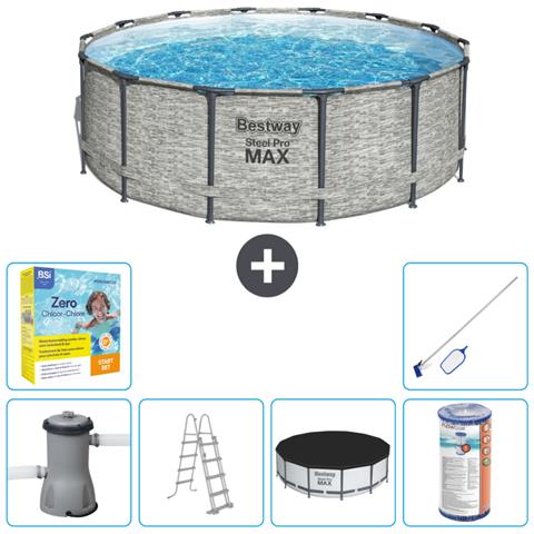 Piscina Fuori Terra - In Giro - 427x122 Cm - Grigio - Include Accessori Coordinati Cb36 - Foto 1