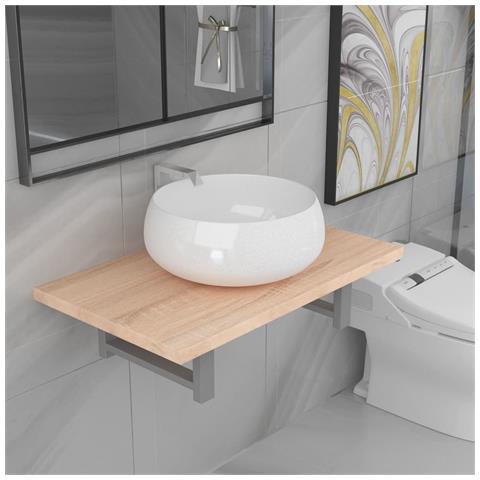 Set Mobili Da Bagno 2 Pz Ceramica Rovere - Foto 8