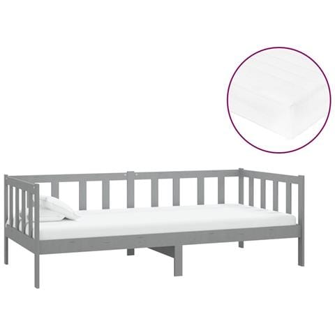 Divano Letto Con Materasso 90x200 Cm Grigio In Legno Di Pino - Foto 1