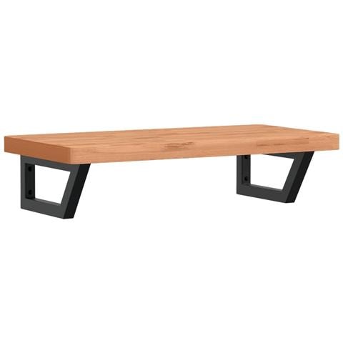 Ripiano A Parete Per Lavabo In Acciaio E Massello Di Faggio - Foto 1