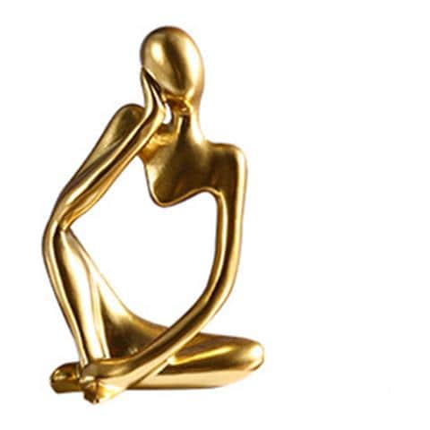 Figurina Del Pensatore Astratto - Decorazione Moderna Per La Casa Gold - Foto 1