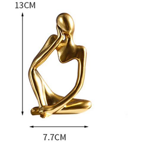 Figurina Del Pensatore Astratto - Decorazione Moderna Per La Casa Gold - Foto 2