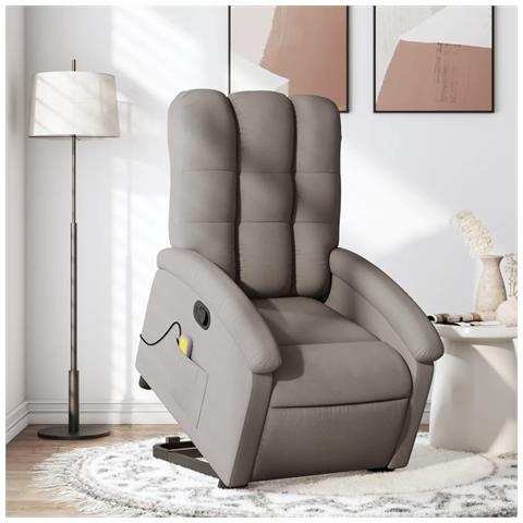 Poltrona Alzapersona Massaggiante Reclinabile Tortora Tessuto - Foto 2