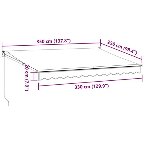 Tenda Retrattile Antracite e Bianca 3,5x2,5m Tessuto/Alluminio - Foto 9