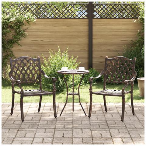Set di 2 Poltrone da Giardino in Alluminio Fuso Bronzo - Foto 2