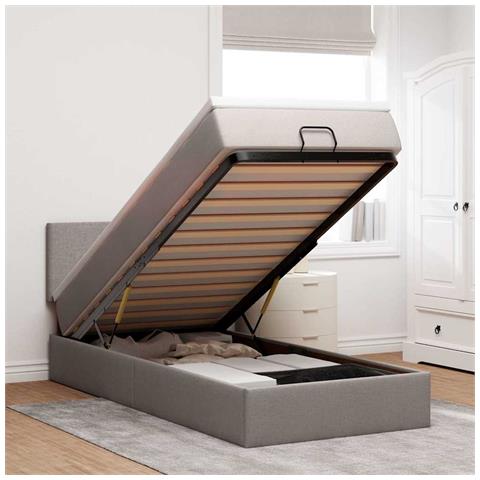 Pouf Letto con Materasso Tortora 100x200 cm in Tessuto - Foto 2