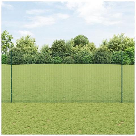 Recinzione in Rete Saldato con 5 Pali U Verde 1,4x10 m Acciaio - Foto 2
