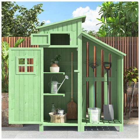 Armadio Da Giardino Casetta Da Giardino Armadio Da Giardino, Lxpxa:124x46x174cm, Adatto Anche Per Piccoli Giardini, Verde, (capanna Di Legno, 1 Pz., Casetta Da Giardino) - Foto 1