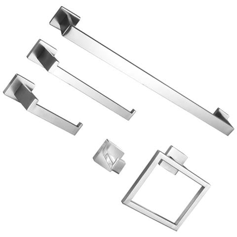 Set Di Accessori Da Bagno Quadrati In Acciaio Inox, 5 Pezzi, 40cm - Montaggio A Parete Silver - Foto 3