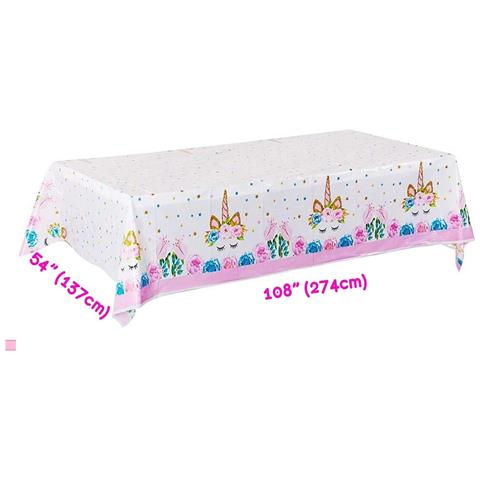 Tovaglia Unicorno Per Compleanno Bambina 2 Pezzi 274x137 Cm Bianco - Foto 4