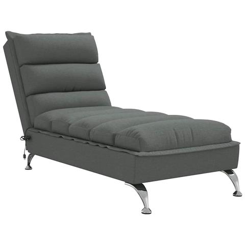 Chaise Longue Massaggi con Cuscini Grigio Scuro in Tessuto - Foto 1