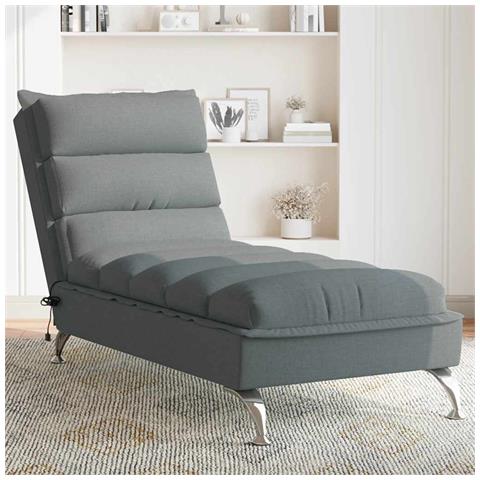 Chaise Longue Massaggi con Cuscini Grigio Scuro in Tessuto - Foto 2