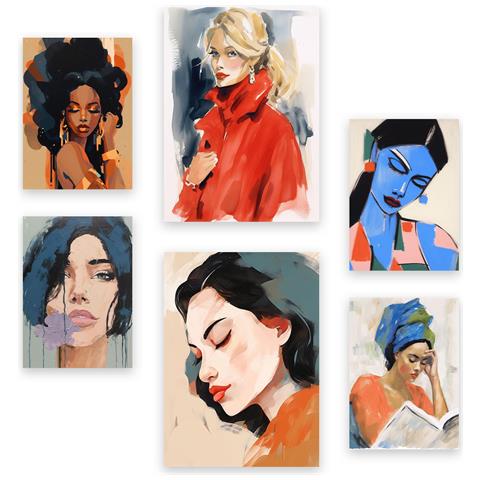 Set Di 6 Stampe Poster ""ambizioso Nelle Donne"", Dipinti Decorativi Estetici Per Il Tuo Soggiorno, Camera Da Letto, Casa A3 & A4 Senza Cornice - Foto 1