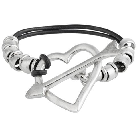 Bracciale In Pelle Nera Con Chiusura A Cuore - Foto 1