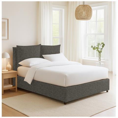 Davoli - Letto Matrimoniale Sfoderabile, Grigio Antracite - Foto 2