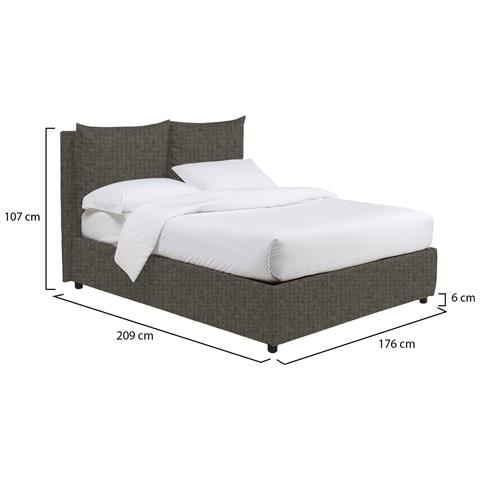 Davoli - Letto Matrimoniale Sfoderabile, Grigio Antracite - Foto 4