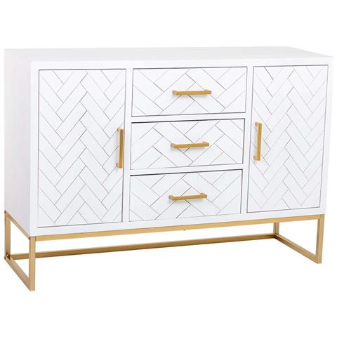 Credenza Con 3 Cassetti E 2 Ante In Legno E Metallo 120x40,5x81h Cm - Foto 1
