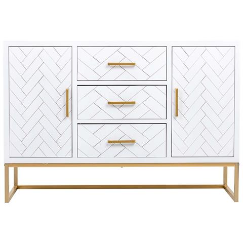 Credenza Con 3 Cassetti E 2 Ante In Legno E Metallo 120x40,5x81h Cm - Foto 2