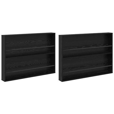 Scaffale per riviste 2 pcs Rovere Nero 100 x 12 x 70 cm - Foto 1