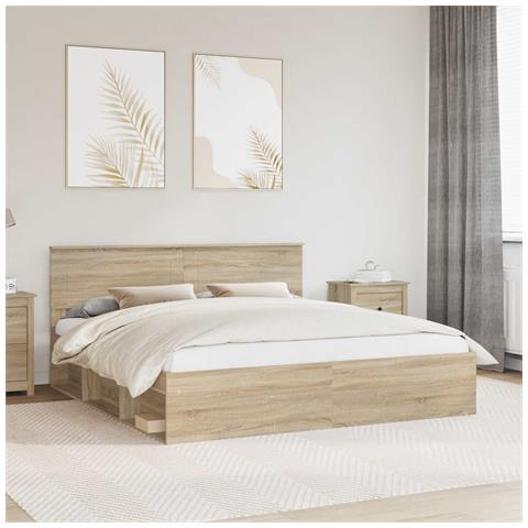 Struttura del letto Sonoma 200 x 200 cm Legno multistrato - Foto 2