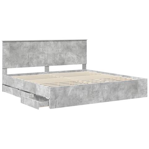 Struttura del letto con cassetto Grigio cemento 200 x 200 cm - Foto 1