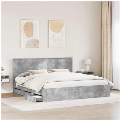 Struttura del letto con cassetto Grigio cemento 200 x 200 cm - Foto 2