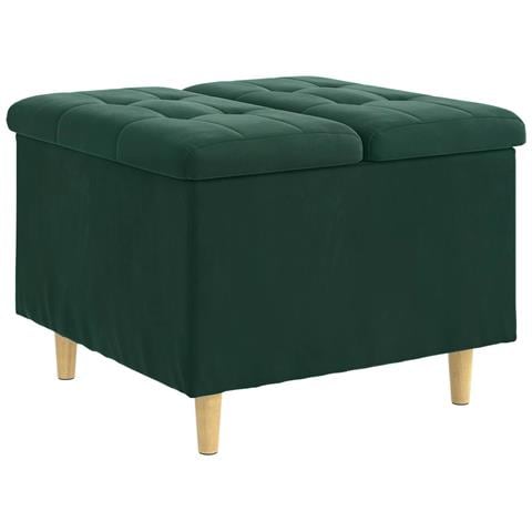 Pouf contenitore Verde Scuro 60 x 60 x 45 cm Velluto - Foto 1