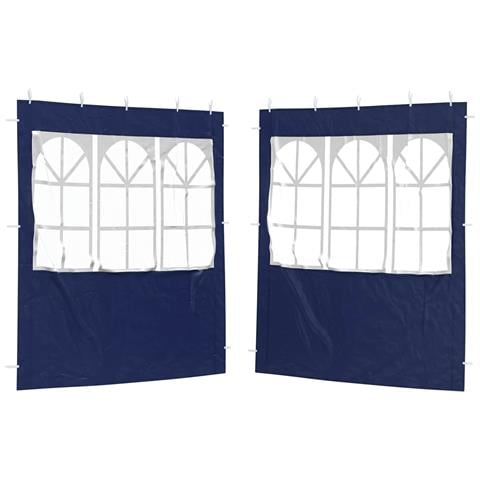 Parete per tenda da festa 2 pcs 200 x 195 cm Blu PE e Acciaio - Foto 1