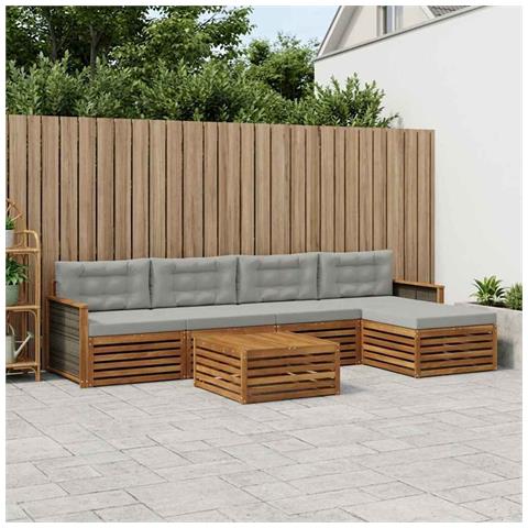 Set di divani da esterno 6 pcs Naturale e Grigio Chiaro - Foto 2