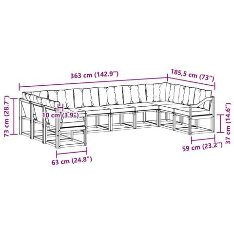 Set di divani da esterno 10 pcs Bianco e Grigio Chiaro - Foto 9