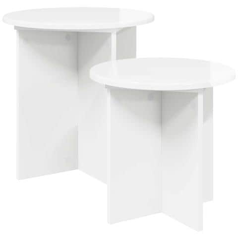 Set tavolini 2 pcs Bianco Lucido Legno ingegnerizzato - Foto 1
