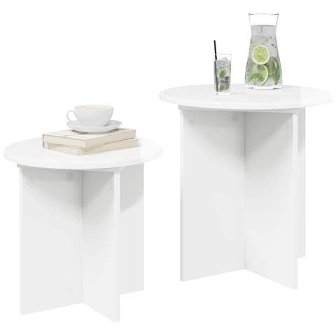 Set tavolini 2 pcs Bianco Lucido Legno ingegnerizzato - Foto 2