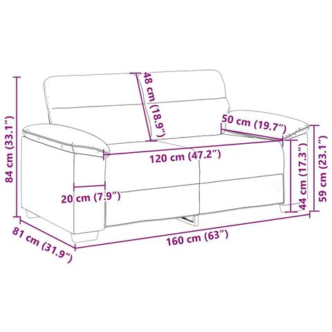 Divano a 2 posti Grigio 160x81x84 cm in Similpelle - Foto 9