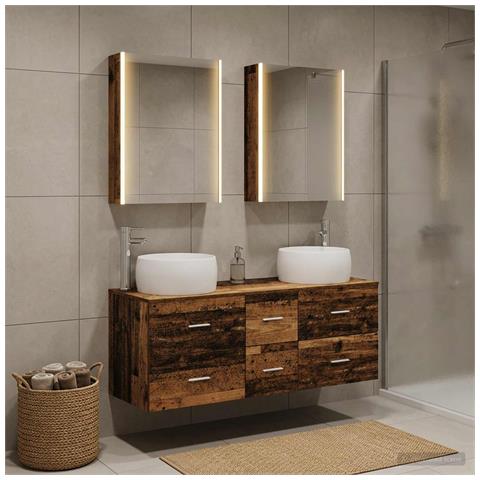 Set di mobili per il bagno 5 pcs Legno antico - Foto 2