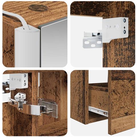 Set di mobili per il bagno 5 pcs Legno antico - Foto 9