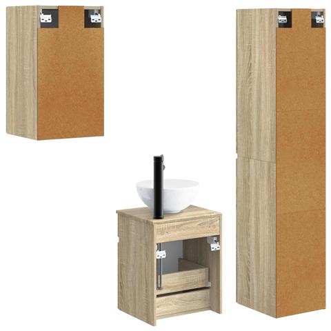 Set di mobili per il bagno 3 pz Rovere Sonoma - Foto 2