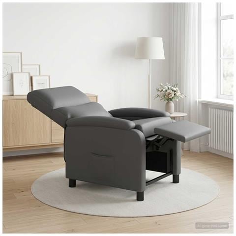 Poltrona reclinabile Grigio Similpelle - Foto 2