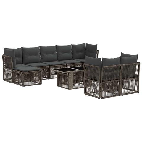Set Divano da Giardino 10 pz Grigio polyrattan - Foto 1
