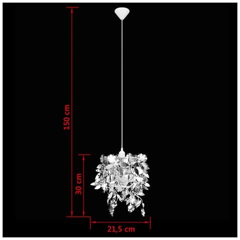 Lampadario Da Soffitto Paralume Foglie Pailette 21,5 X 30 Cm Argento - Foto 2