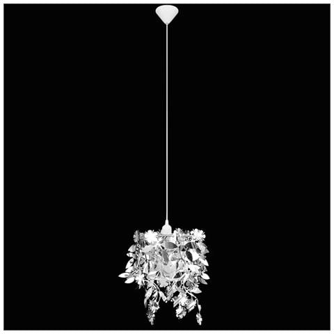 Lampadario Da Soffitto Paralume Foglie Pailette 21,5 X 30 Cm Argento - Foto 8
