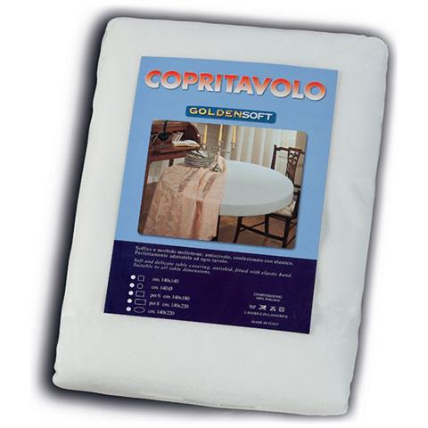 Copritavolo Mollettone Bordato Con Elastico Protezione Tavolo Macchie Goldensoft Ovale 140x220 Goldensoft - Foto 1