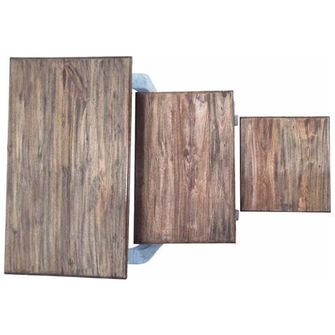 Set Tavolini a Incastro 3 pz in Legno Massello di Mogano - Foto 2