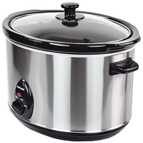 Chef Sc-560m Deli 5,6 Litri In Acciaio Inox Slow Cooker Con Funzione Di Mantenimento Del Calore, Vetro Di Sicurezza E Ciotola In Ceramica Rimovibile, Cottura Lenta - Foto 3