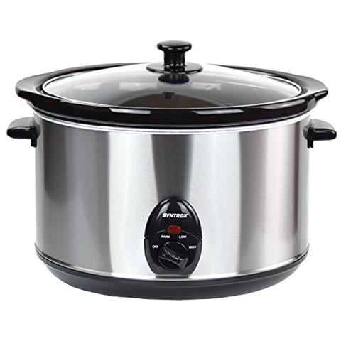 Chef Sc-560m Deli 5,6 Litri In Acciaio Inox Slow Cooker Con Funzione Di Mantenimento Del Calore, Vetro Di Sicurezza E Ciotola In Ceramica Rimovibile, Cottura Lenta - Foto 1