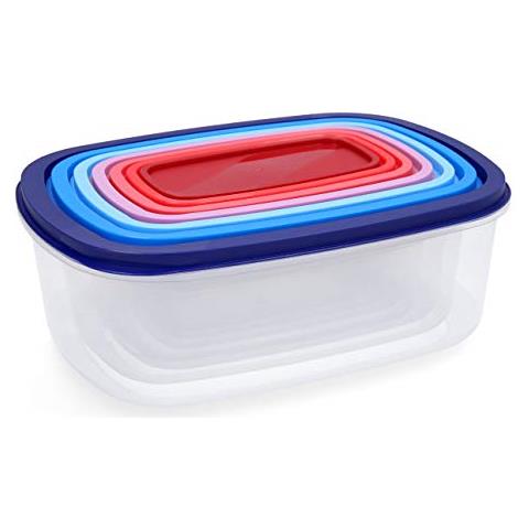 Hábitat - Set Di 7 Contenitori Ermetici Rettangolari, Impilabili E Incastrabili, Senza Bpa, In Plastica - Foto 2